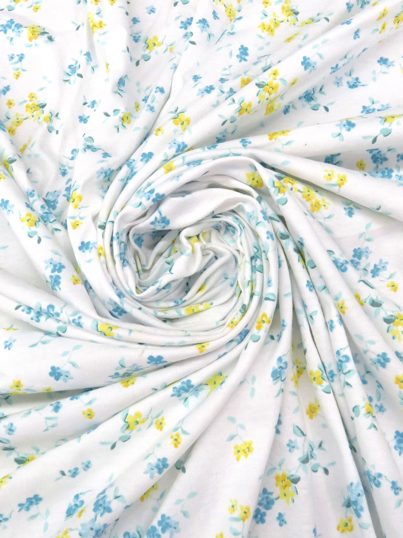 White/Sky Blue/Soft Goldenrod/Multi 100% Cotton Floral Print Jersey Knit 62W