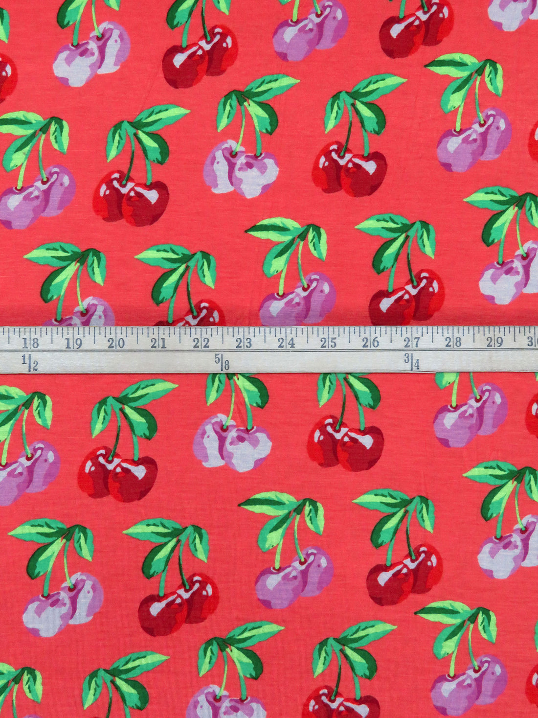 Lychee Red/Dark Magenta/Light Magenta Rayon/Lycra Cherry Print Jersey Knit 68W