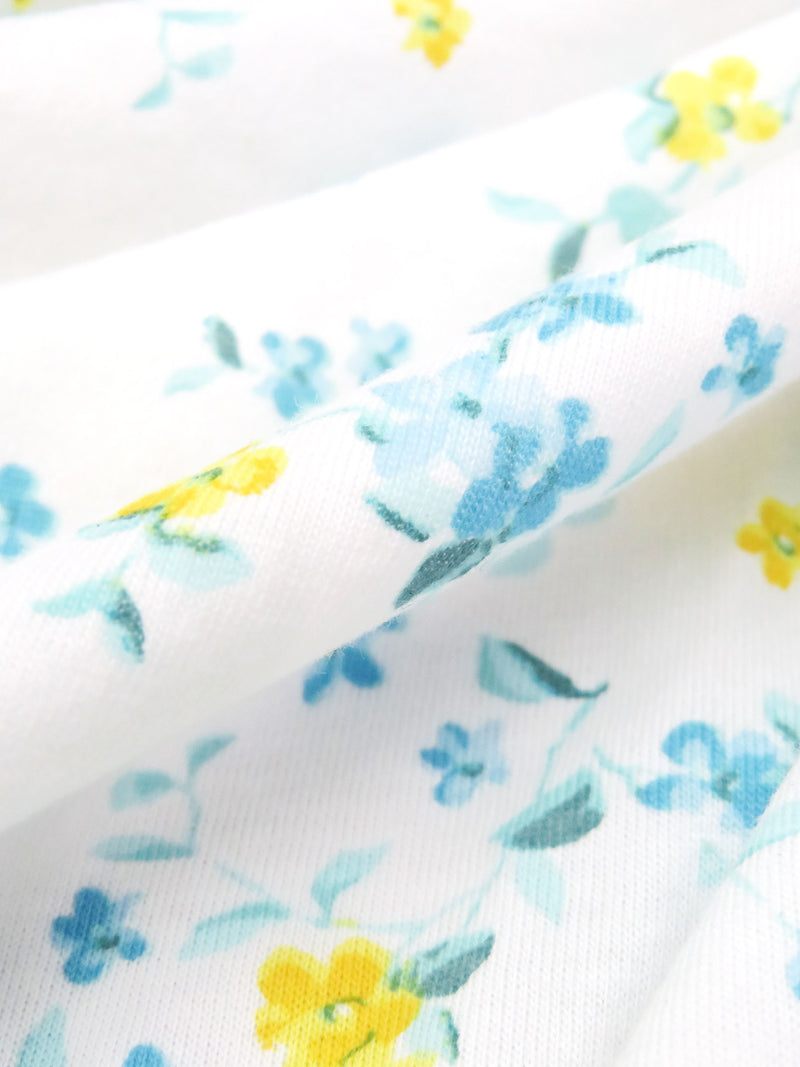 White/Sky Blue/Soft Goldenrod/Multi 100% Cotton Floral Print Jersey Knit 62W