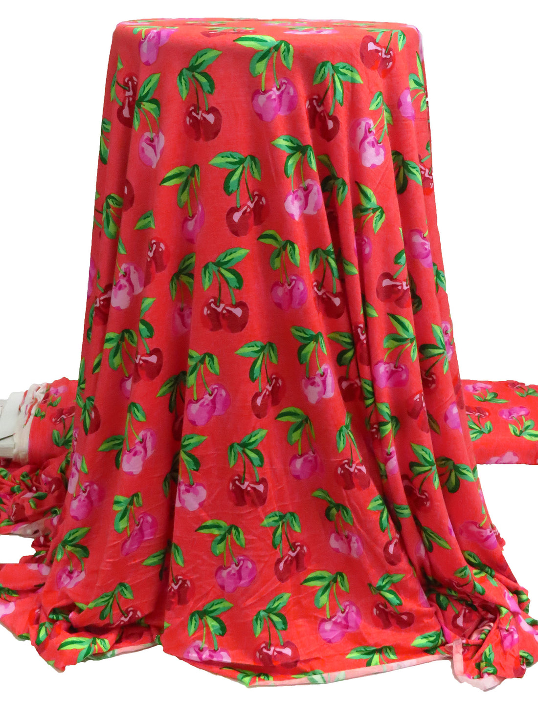 Lychee Red/Dark Magenta/Light Magenta Rayon/Lycra Cherry Print Jersey Knit 68W