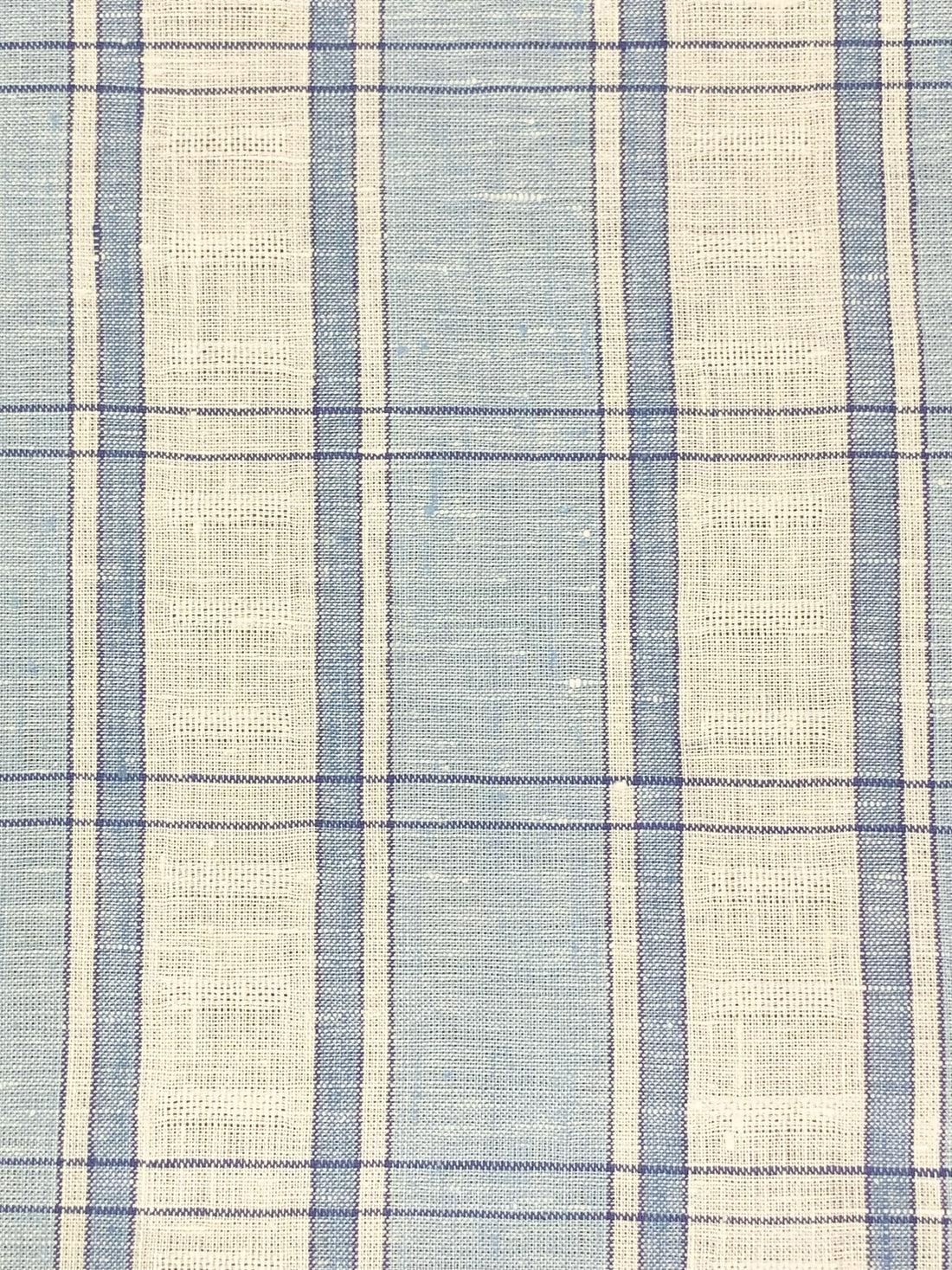 Light Steel Blue/Ivory/Independence Blue 100% Linen Novelty Weave Yarn-Dyed Plaid Midweight Woven - European Mill - 58W
