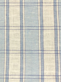 Light Steel Blue/Ivory/Independence Blue 100% Linen Novelty Weave Yarn-Dyed Plaid Midweight Woven - European Mill - 58W