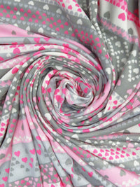 Light Gray/Middle Tone Gray/Pink Rose/Multi Polyester/Lycra Heart Stripe Print Double Brushed Knit 65W