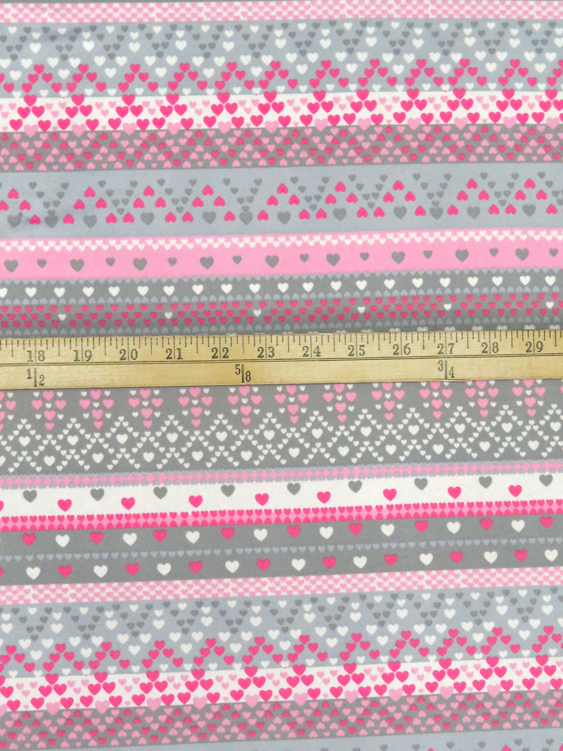 Light Gray/Middle Tone Gray/Pink Rose/Multi Polyester/Lycra Heart Stripe Print Double Brushed Knit 65W