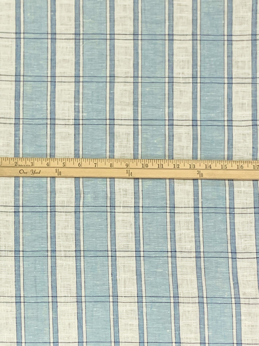 Light Steel Blue/Ivory/Independence Blue 100% Linen Novelty Weave Yarn-Dyed Plaid Midweight Woven - European Mill - 58W
