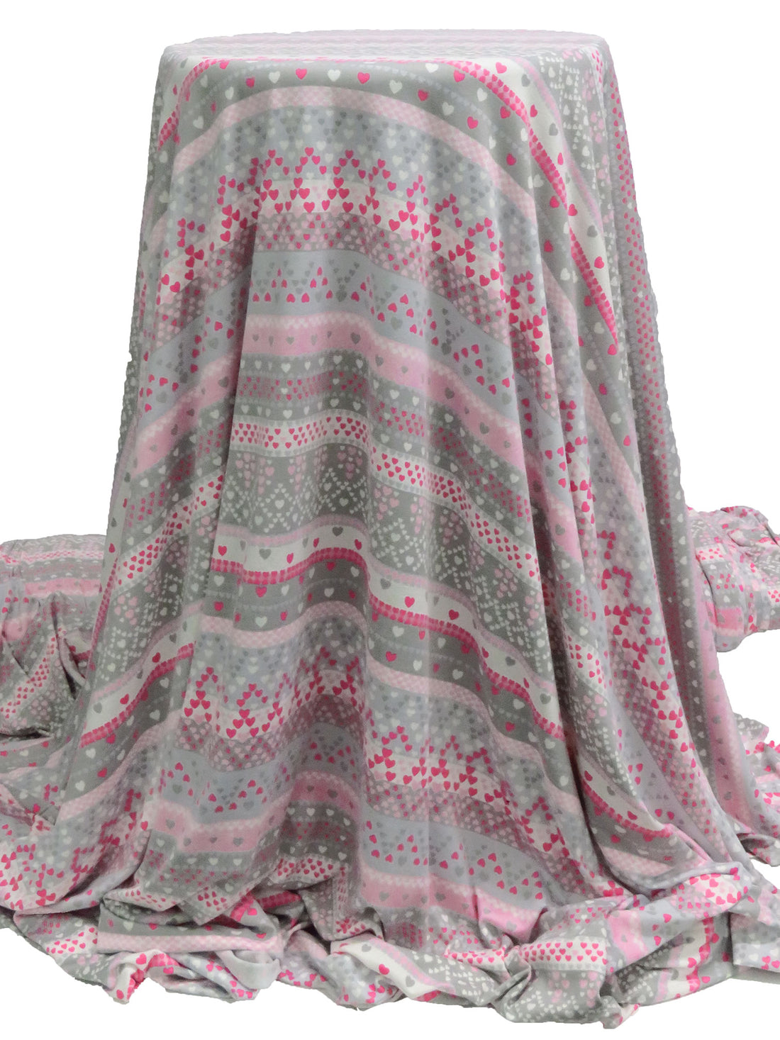 Light Gray/Middle Tone Gray/Pink Rose/Multi Polyester/Lycra Heart Stripe Print Double Brushed Knit 65W