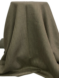 Dark Taupe/Sandalwood 100% Linen Vertical Yarn-Dyed Stripe Midweight Woven - European Mill - 58W