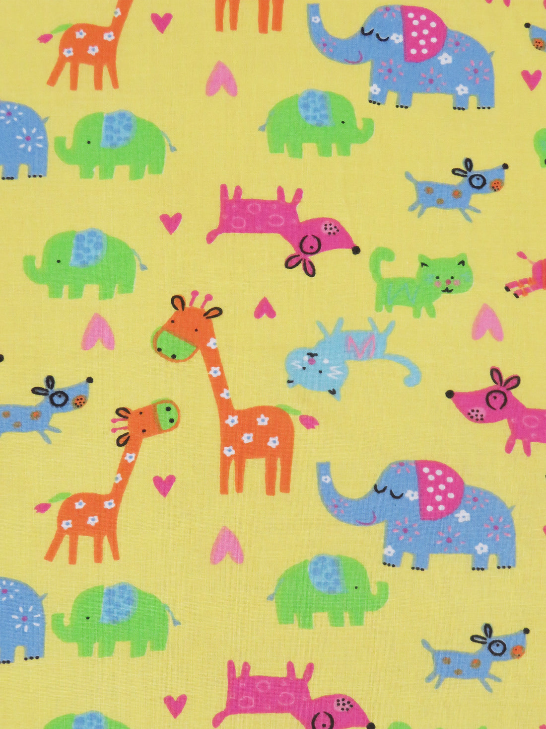 Lemon/Fruit Punch Pink/Lawn Green/Multi 100% Cotton Novelty Animals Print Quilt Weight Woven 46W