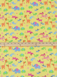 Lemon/Fruit Punch Pink/Lawn Green/Multi 100% Cotton Novelty Animals Print Quilt Weight Woven 46W