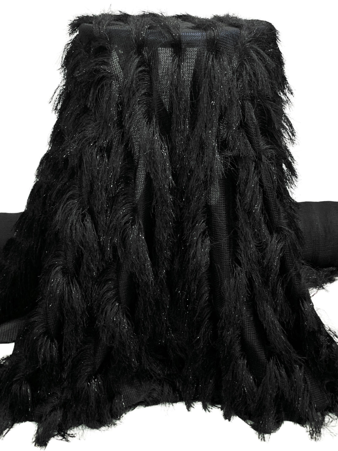 Black 100% Polyester Vertical Fringe On Fishnet - Black Halo - 48W