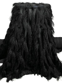Black 100% Polyester Vertical Fringe On Fishnet - Black Halo - 48W