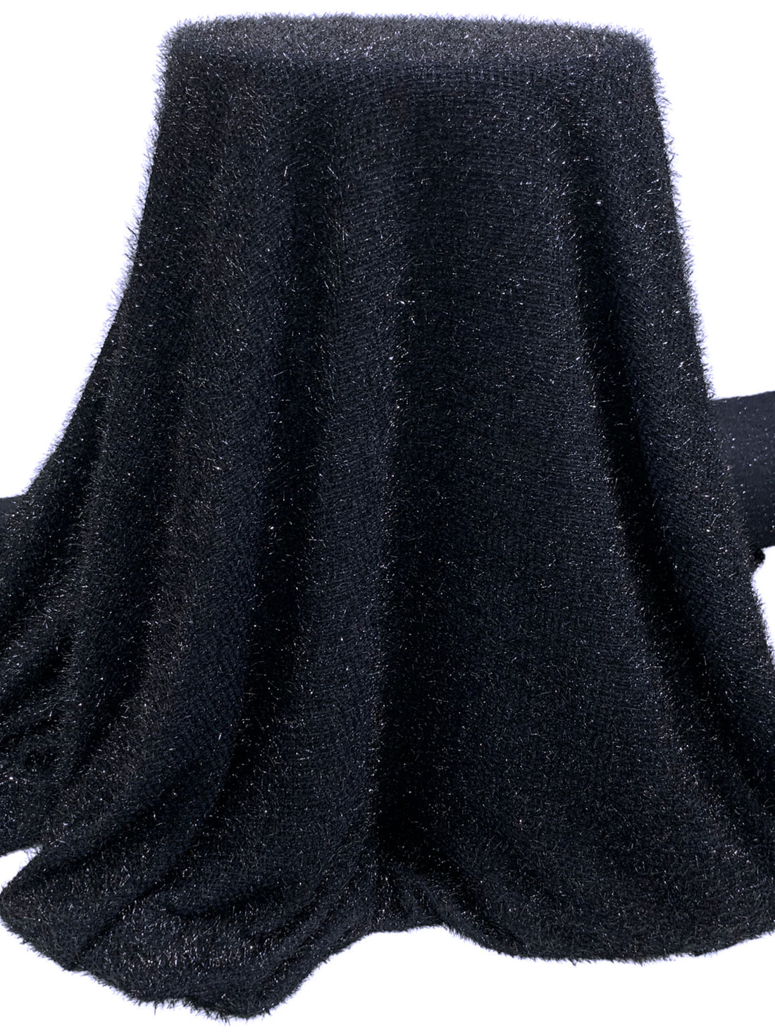 Deep Navy Polyester/Metallic/Lycra Open Weave Eyelash Sweater Knit - Black Halo - 60W