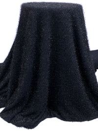Deep Navy Polyester/Metallic/Lycra Open Weave Eyelash Sweater Knit - Black Halo - 60W