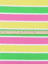 Lemon/Kelly Green/Raspberry Pink/White Cotton/Lycra /Horizontal Stripe Print Jersey Knit 60W