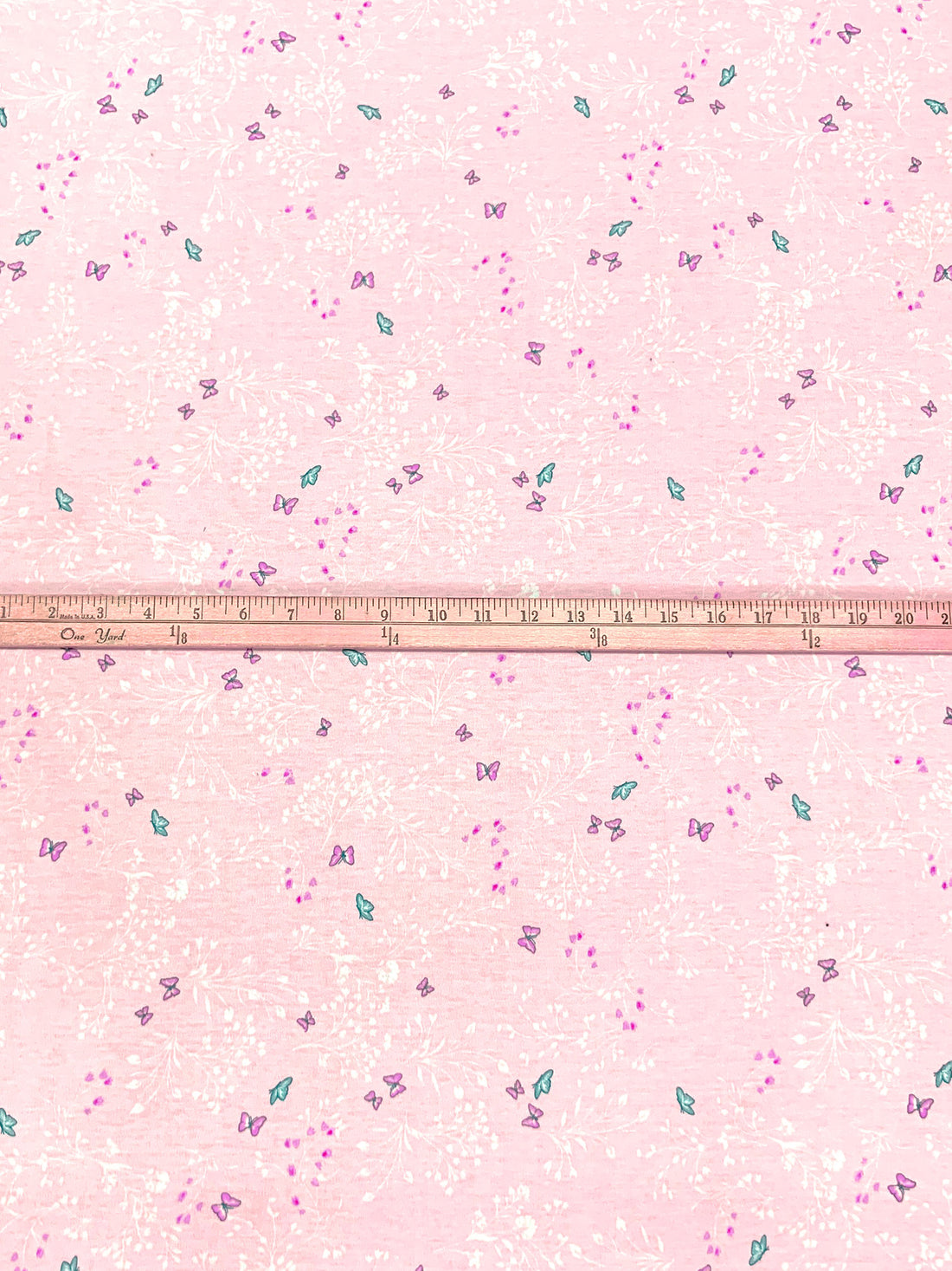 Misty Rose Pink/Cool Lavender/White Cotton/Polyester/Lycra Butterfly Floral Print Interlock Knit 68W