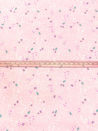 Misty Rose Pink/Cool Lavender/White Cotton/Polyester/Lycra Butterfly Floral Print Interlock Knit 68W