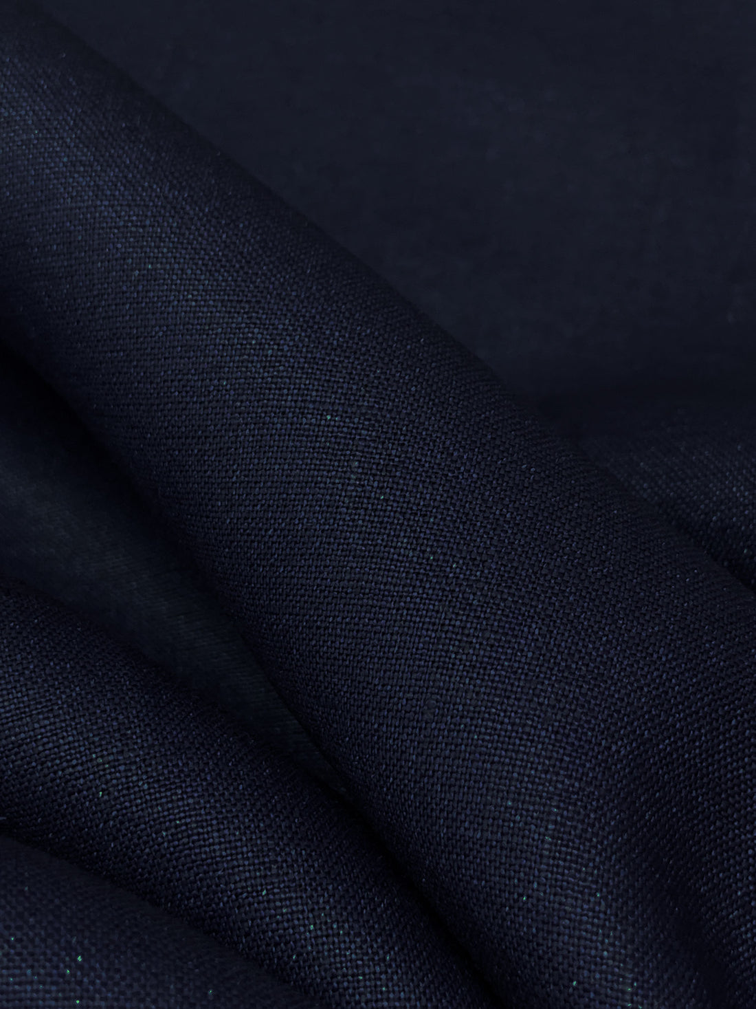 Midnight Blue 100% Linen Printed Solid Woven - European Mill - 54W