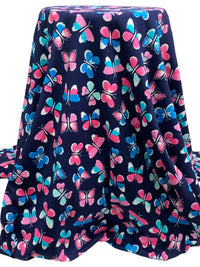 Navy/French Pink/White/Multi Cotton/Lycra Butterfly Print Interlock Knit 64W