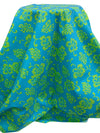 Steel Blue/Lime Green Cotton/Polyester Print Poplin Shirting 60W