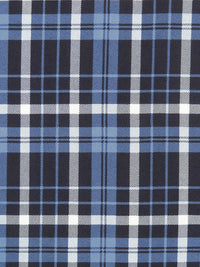 Dark Cornflower Blue/Navy/White Polyester/Lycra Plaid Print Double Brushed Knit 56W