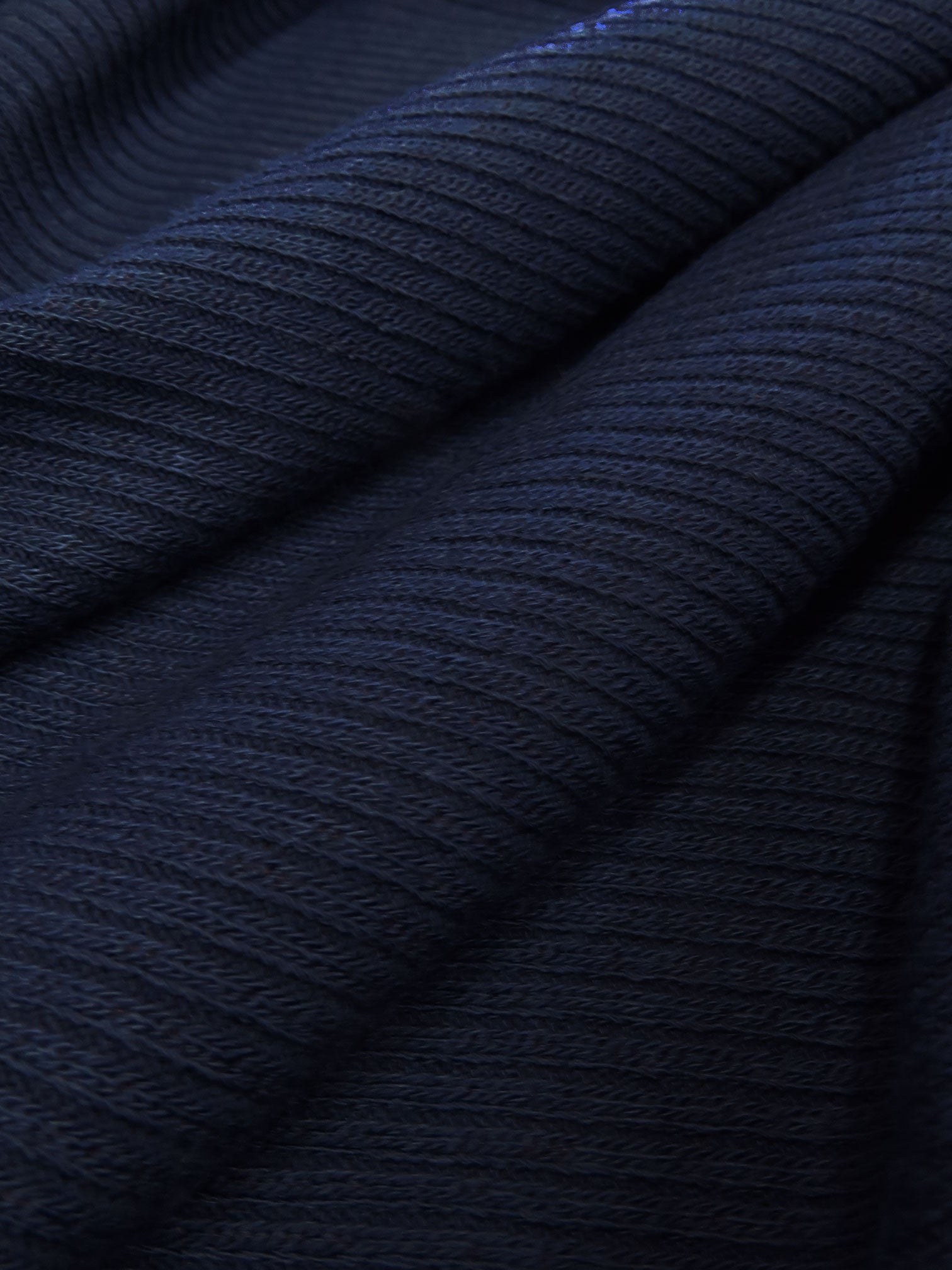 Deep Ocean Blue Polyester/Rayon/Lycra Ribbed Sweater Knit