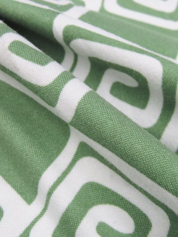 Young Bamboo Green/White Polyester/Lycra Diamond Swirls Print Double Brushed Knit 58W