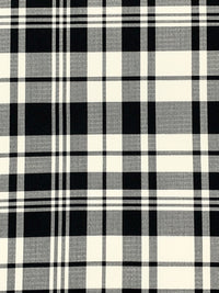 Pale Ivory/Black Polyester/Lycra Plaid Print Double Brushed Knit 56W