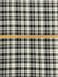 Pale Ivory/Black Polyester/Lycra Plaid Print Double Brushed Knit 56W