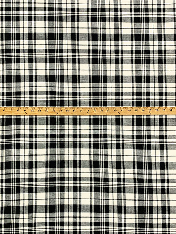 Pale Ivory/Black Polyester/Lycra Plaid Print Double Brushed Knit 56W