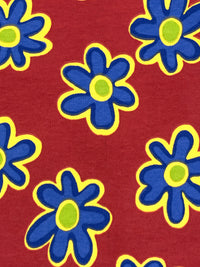 Firebrick Red/Cerulean Blue/Lemon/Lime Cotton/Polyester Floral Print Interlock Knit 54W