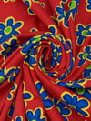 Firebrick Red/Cerulean Blue/Lemon/Lime Cotton/Polyester Floral Print Interlock Knit 54W