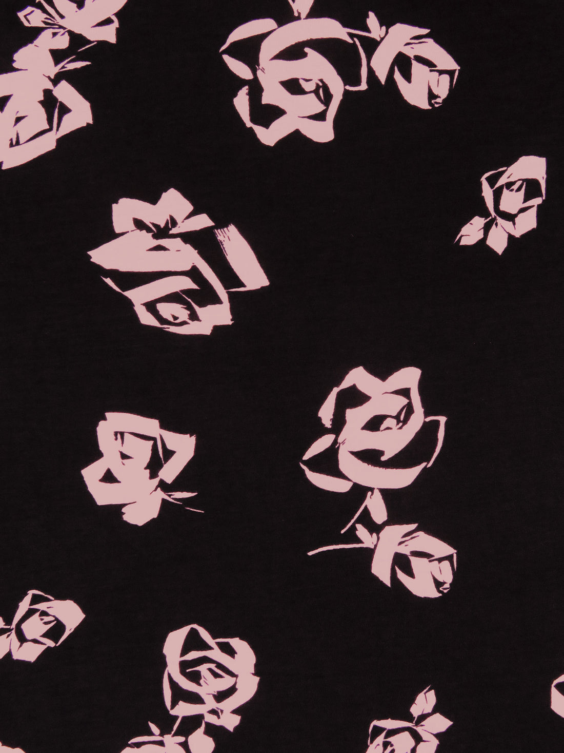 Pastel Pink/Deep Black Rayon/Lycra Drawn Floral Print Jersey Knit 65W