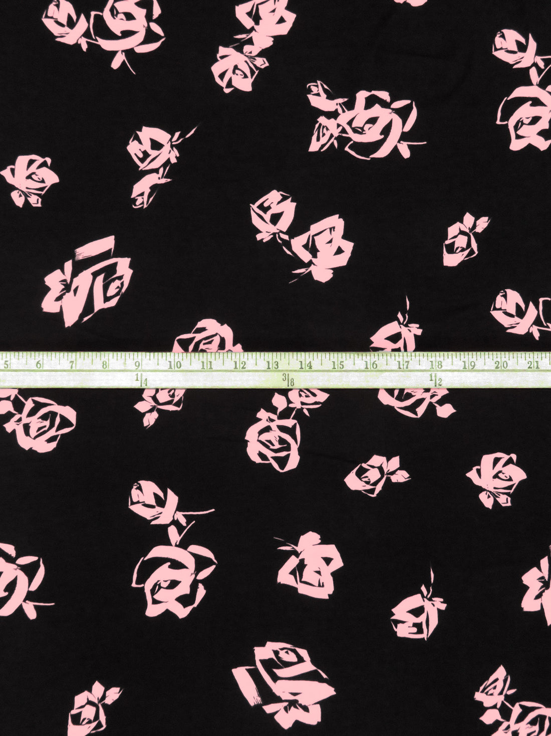 Pastel Pink/Deep Black Rayon/Lycra Drawn Floral Print Jersey Knit 65W