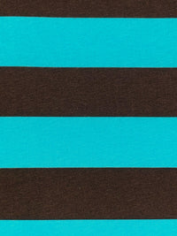 Dark Chestnut/Turquoise Surf Cotton/Lycra Horizontal Stripe Print Jersey Knit 60W