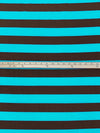 Dark Chestnut/Turquoise Surf Cotton/Lycra Horizontal Stripe Print Jersey Knit 60W