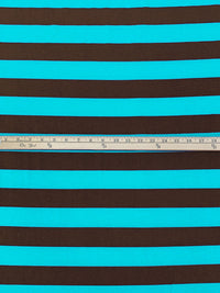 Dark Chestnut/Turquoise Surf Cotton/Lycra Horizontal Stripe Print Jersey Knit 60W