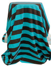 Dark Chestnut/Turquoise Surf Cotton/Lycra Horizontal Stripe Print Jersey Knit 60W