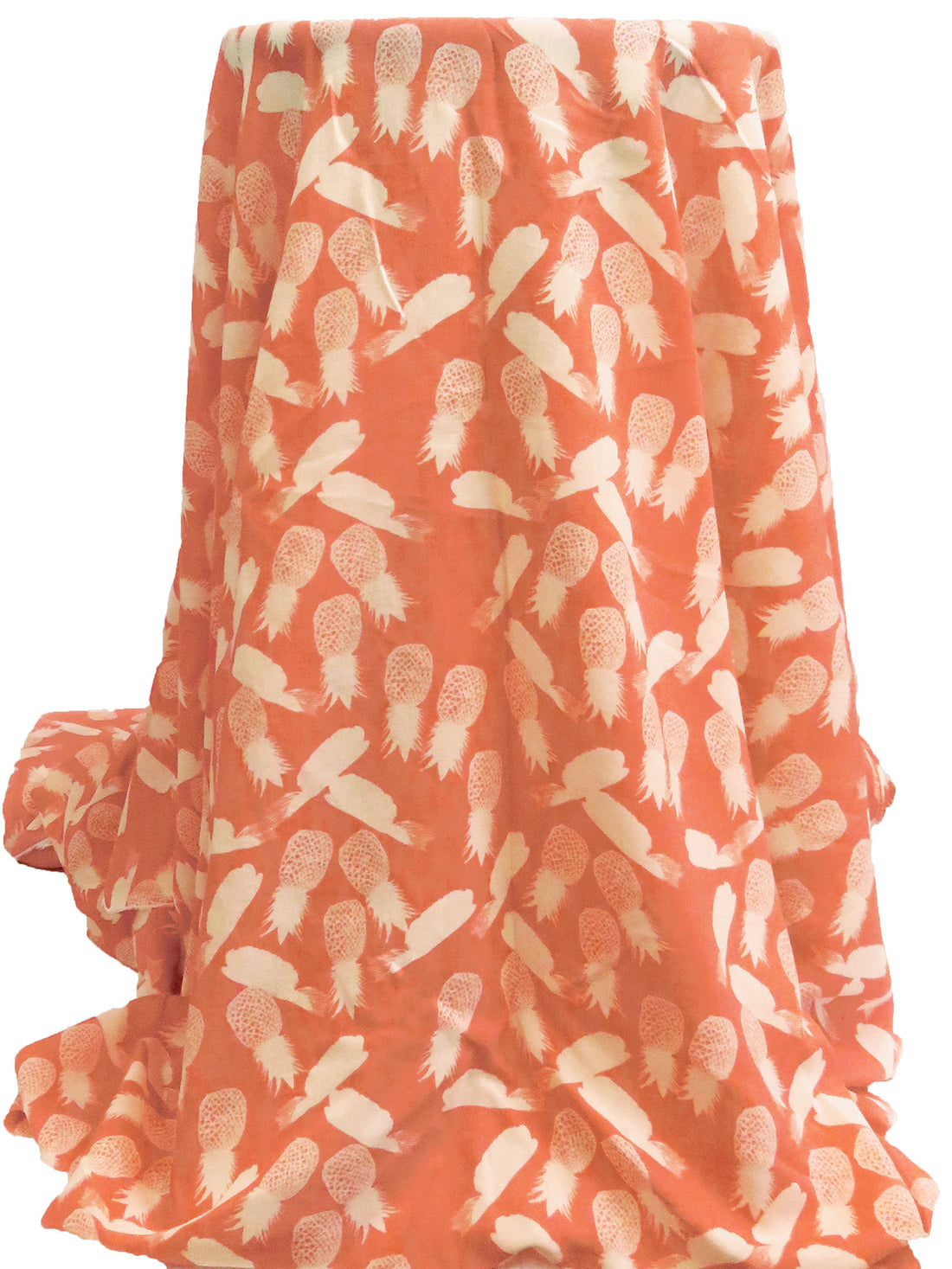 Coral/Cream 100% Rayon Pineapple Abstract Print Gauze 52W