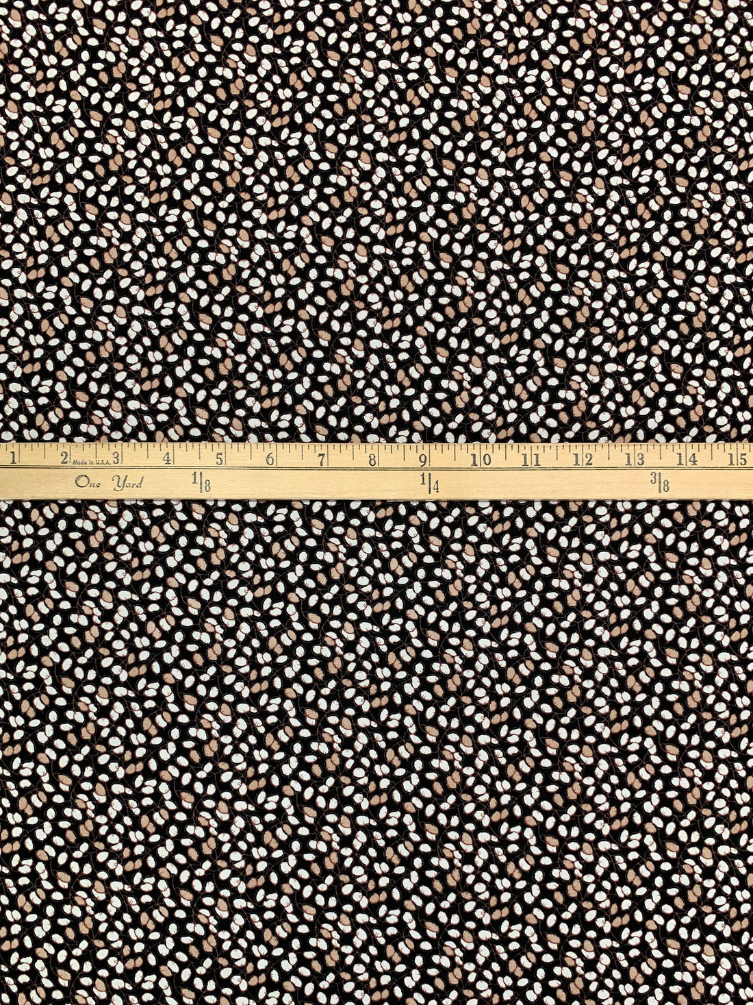 Black/White/Taupe 100% Rayon Floral Vines Print Crepe de Chine - NY Designer - 50W