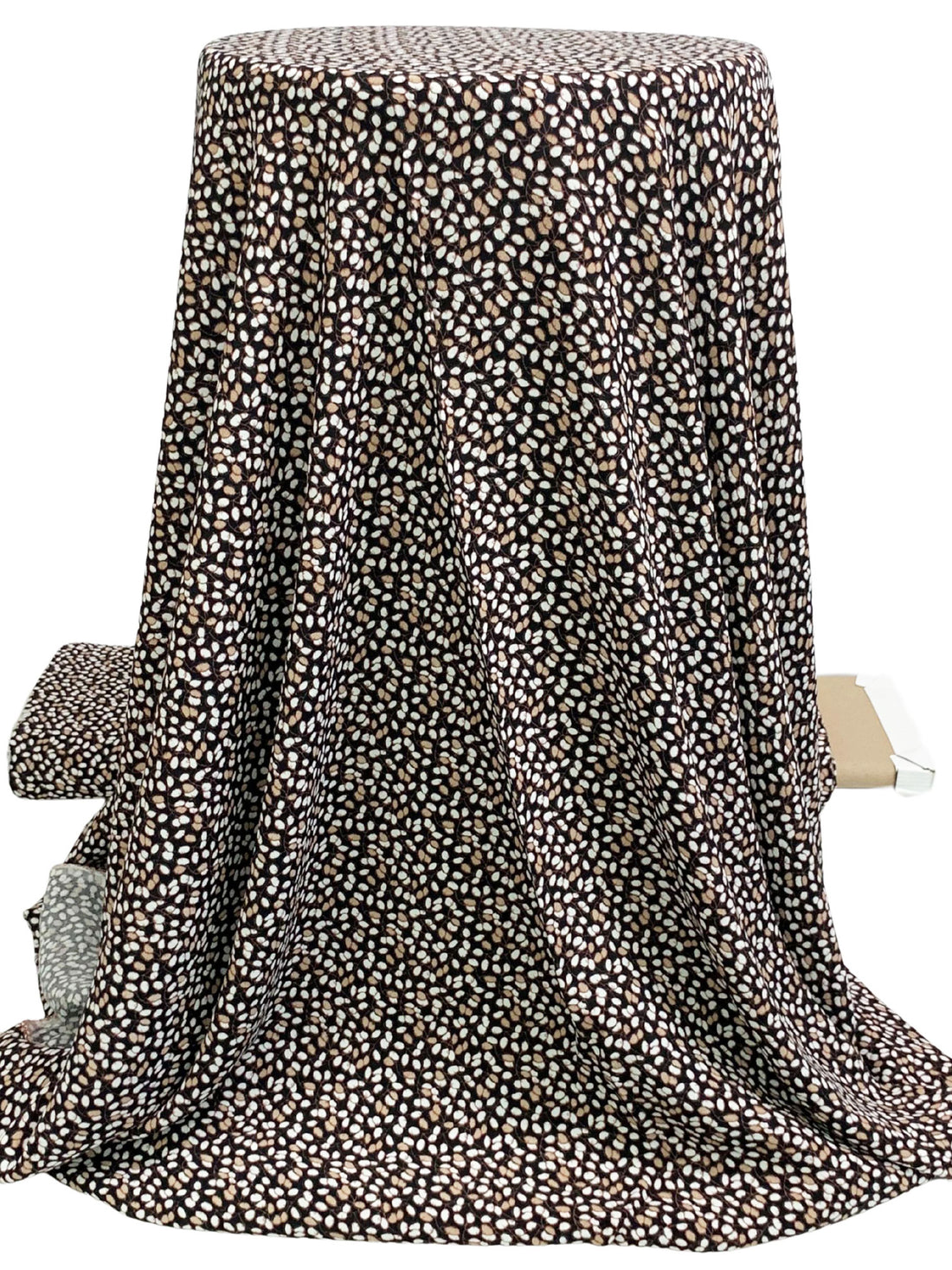 Black/White/Taupe 100% Rayon Floral Vines Print Crepe de Chine - NY Designer - 50W