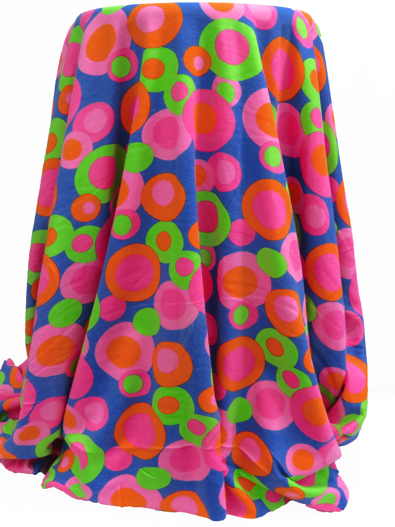 Kiwi/French Rose/Blueberry/Multi Cotton/Polyester Dot Print Interlock 60W