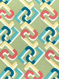 Sage/Sea Blue/Carmine Pink Polyester/Lycra Abstract Geometric Print Double Brushed Knit 56W