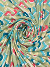 Sage/Sea Blue/Carmine Pink Polyester/Lycra Abstract Geometric Print Double Brushed Knit 56W