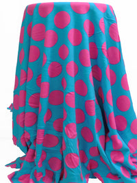 Bondi Blue/French Rose Cotton/Polyester Dot Print Interlock Knit 62W