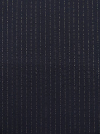 Dark Ocean Blue/White Polyester/Rayon/Lycra Horizontal Stipe Stretch Suiting - NY Designer - 57W
