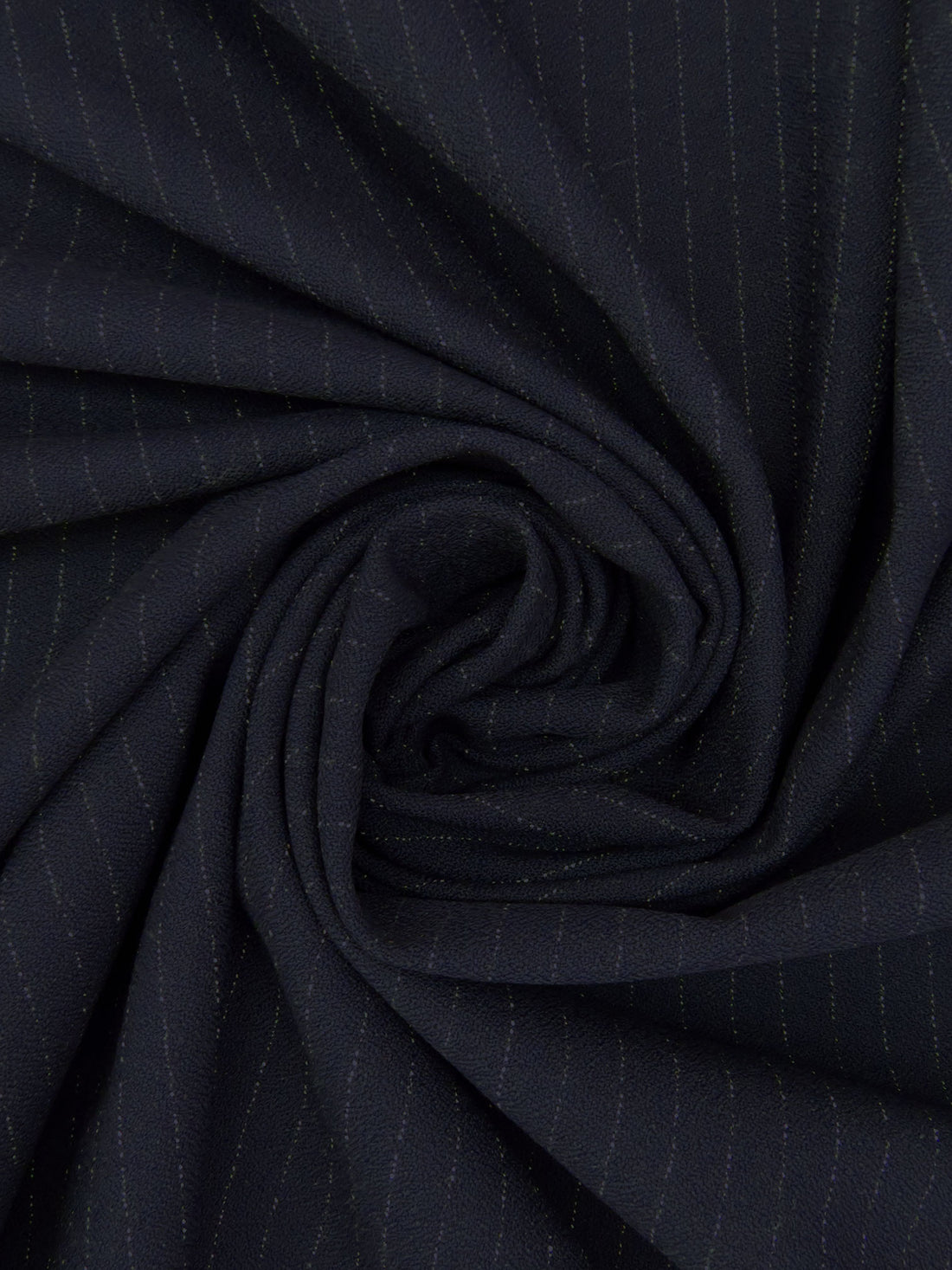 Dark Ocean Blue/White Polyester/Rayon/Lycra Horizontal Stipe Stretch Suiting - NY Designer - 57W