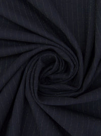 Dark Ocean Blue/White Polyester/Rayon/Lycra Horizontal Stipe Stretch Suiting - NY Designer - 57W
