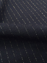 Dark Ocean Blue/White Polyester/Rayon/Lycra Horizontal Stipe Stretch Suiting - NY Designer - 57W