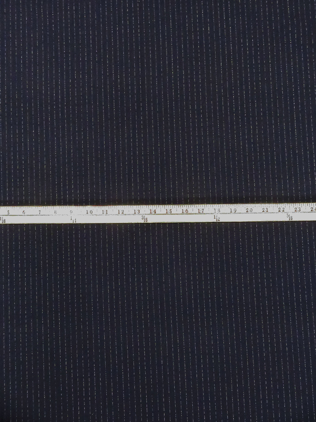 Dark Ocean Blue/White Polyester/Rayon/Lycra Horizontal Stipe Stretch Suiting - NY Designer - 57W
