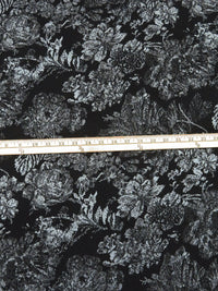 Ink Black/ Ash Gray/Light Gray Polyester/Lycra Jungle Print Jacquard Double Knit - NY Designer - 59W